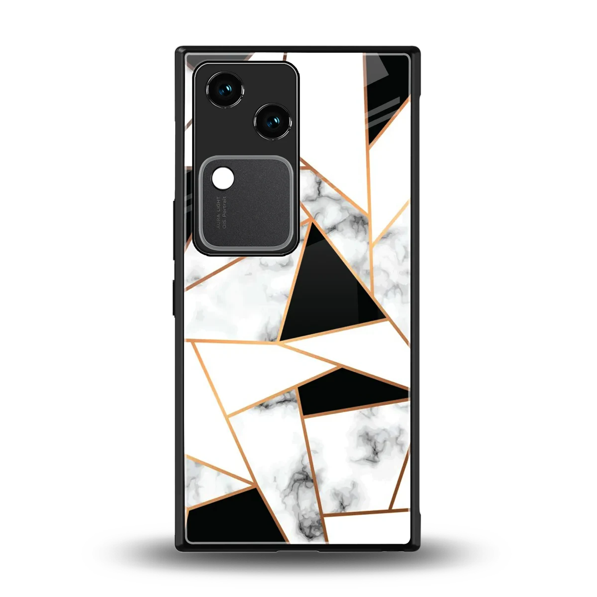Monochrome Mosaic back phone cover | glass case for vivo v30