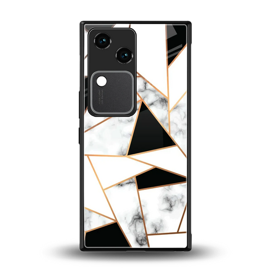 Monochrome Mosaic back phone cover | glass case for vivo v30