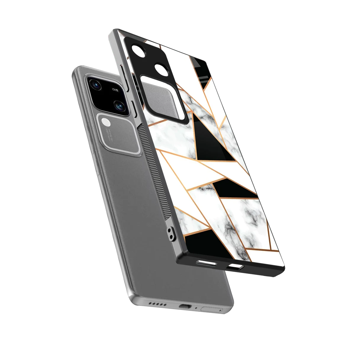 Monochrome Mosaic sleek vivo v30 cover with tempered glass back and TPU edges