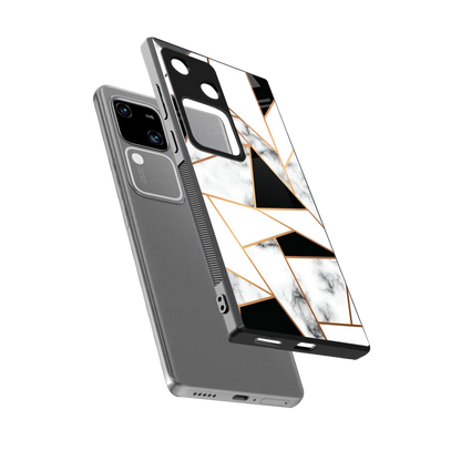 Monochrome Mosaic sleek vivo v30 cover with tempered glass back and TPU edges