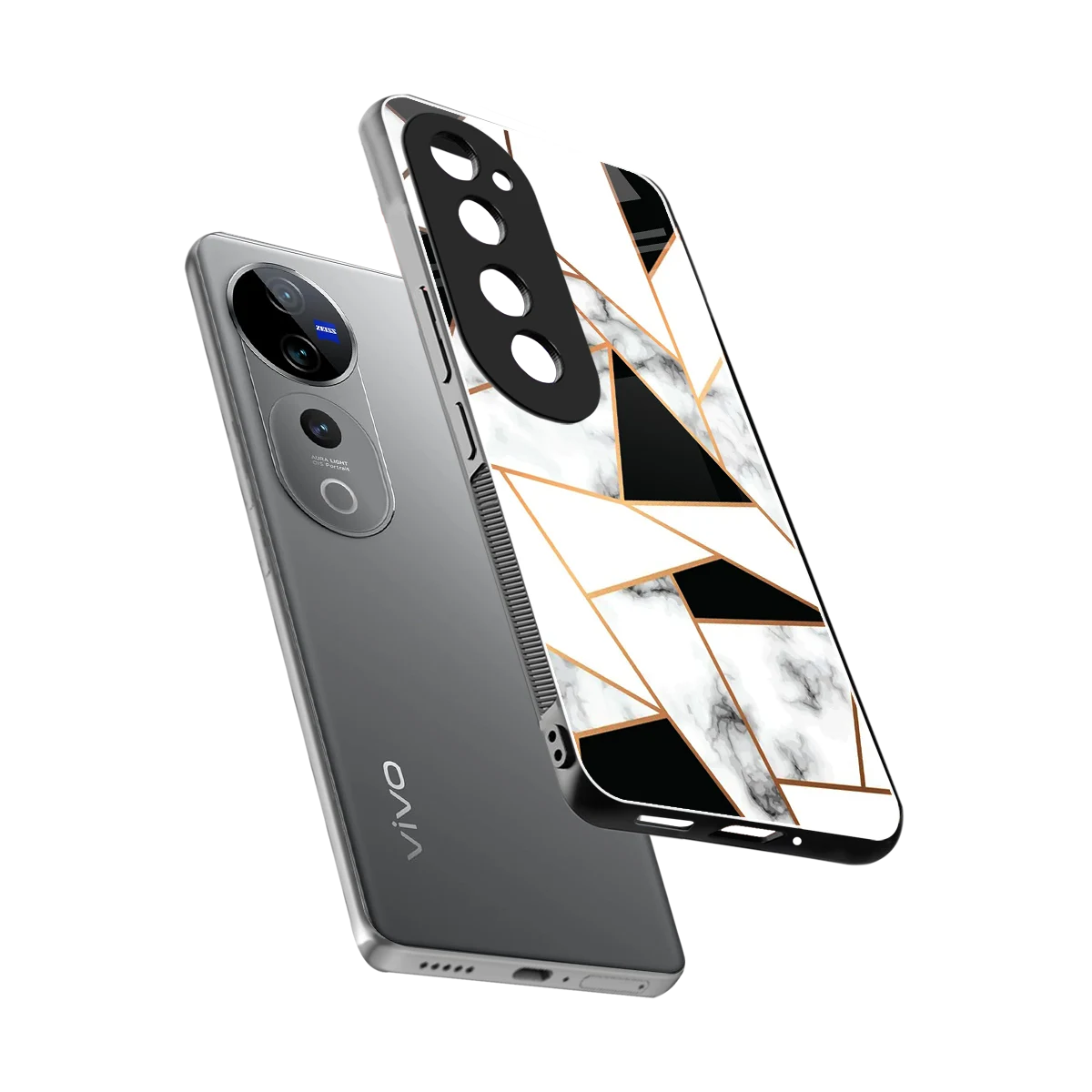 Monochrome Mosaic sleek vivo v40 pro cover with tempered glass back and TPU edges
