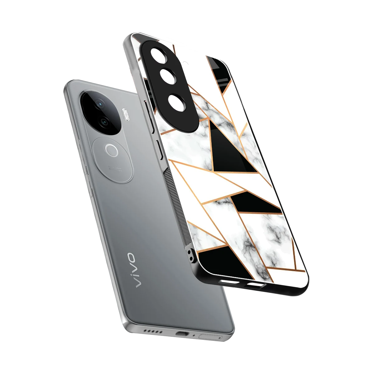 Monochrome Mosaic sleek vivo v40e cover with tempered glass back and TPU edges