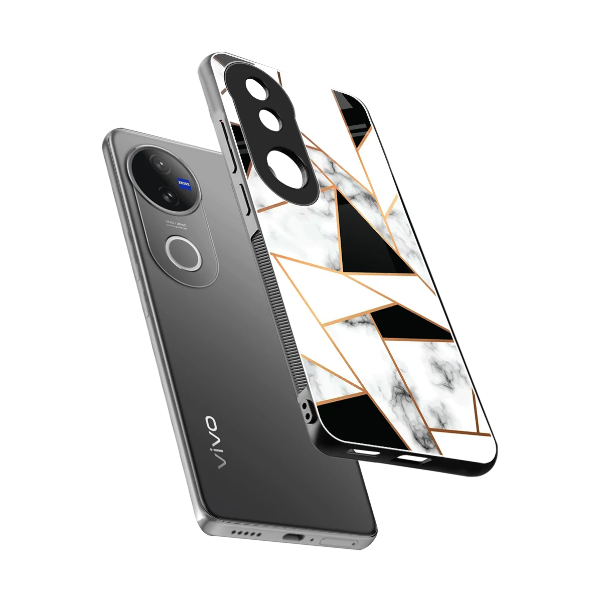 Monochrome Mosaic sleek vivo v50 cover with tempered glass back and TPU edges