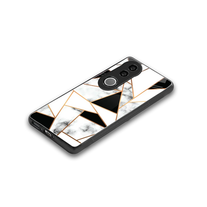 Monochrome Mosaic stylish phone case for vivo v50 | glossy glass and slim fit