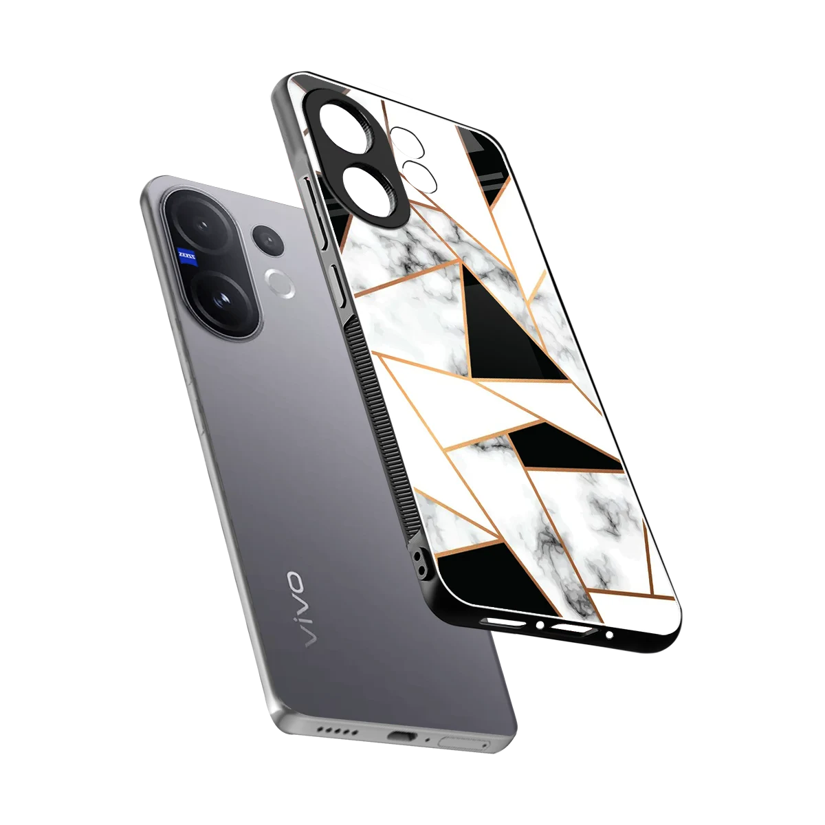 Monochrome Mosaic sleek vivo v60 cover with tempered glass back and TPU edges