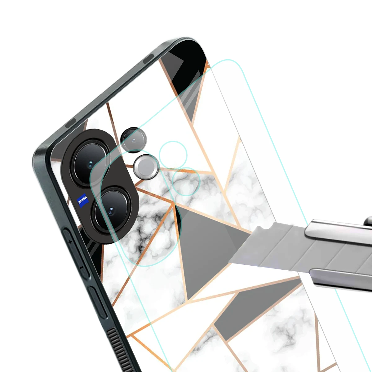 Monochrome Mosaic stylish phone case for vivo v60 | glossy glass and slim fit