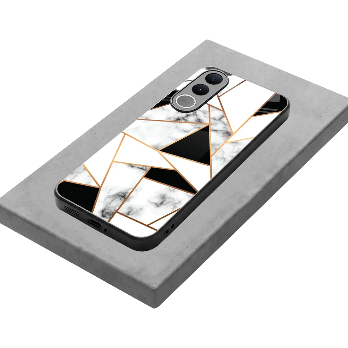 Monochrome Mosaic stylish phone case for vivo v70 fe | glossy glass and slim fit