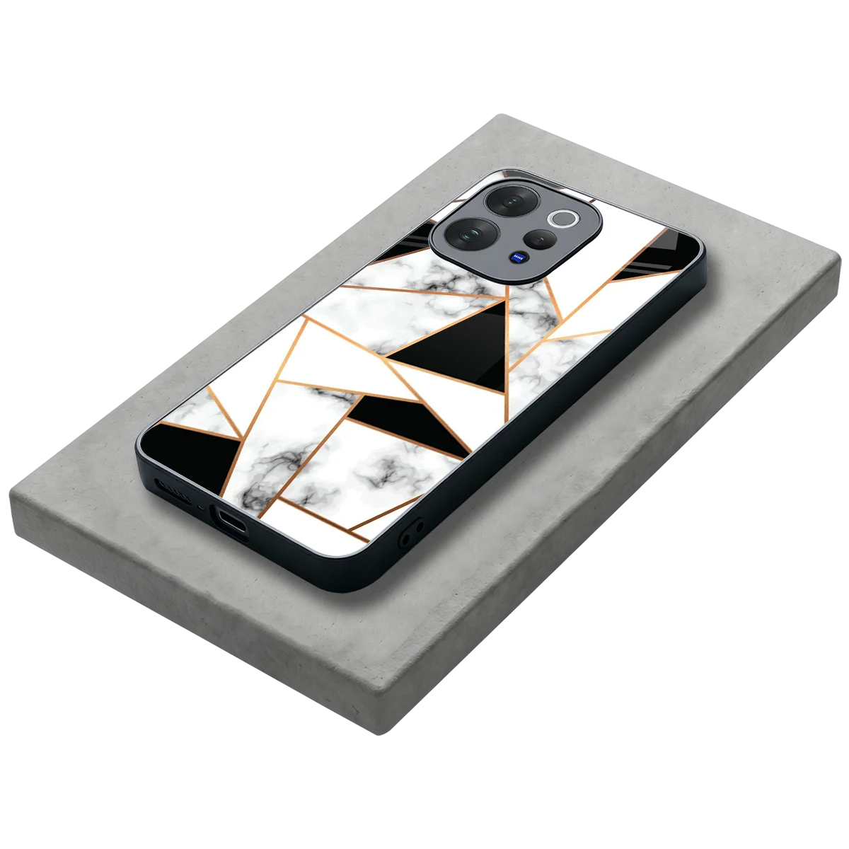 Monochrome Mosaic stylish phone case for vivo v70 | glossy glass and slim fit