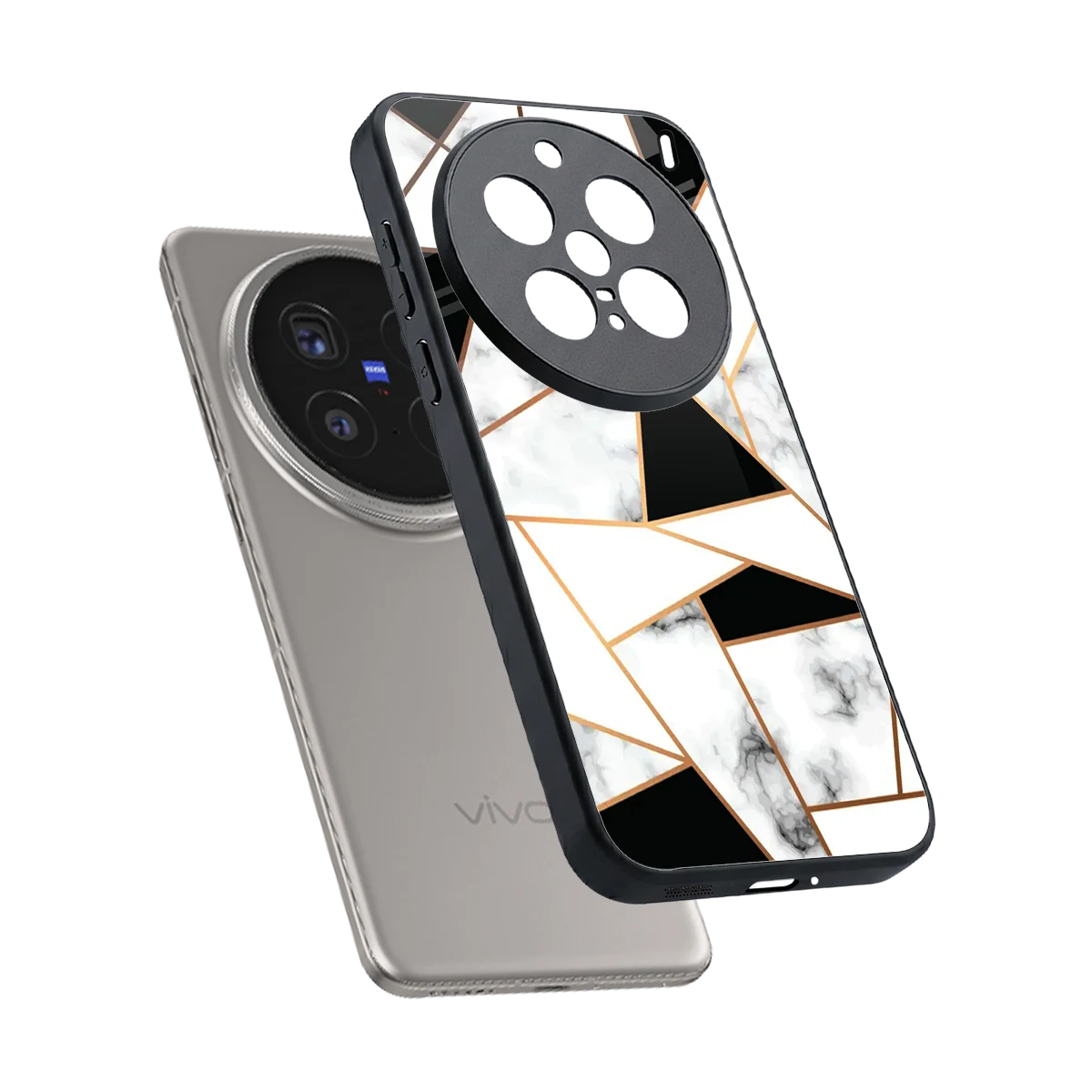 Monochrome Mosaic sleek vivo x200 pro cover with tempered glass back and TPU edges