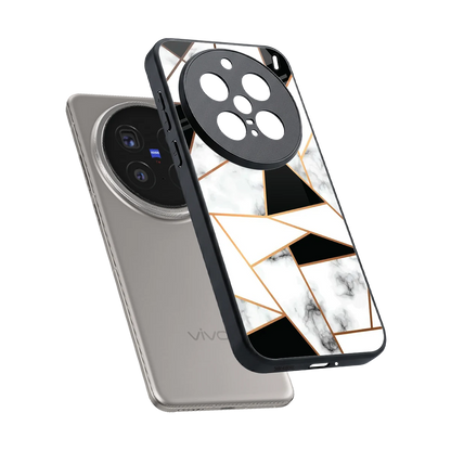 Monochrome Mosaic sleek vivo x200 pro cover with tempered glass back and TPU edges