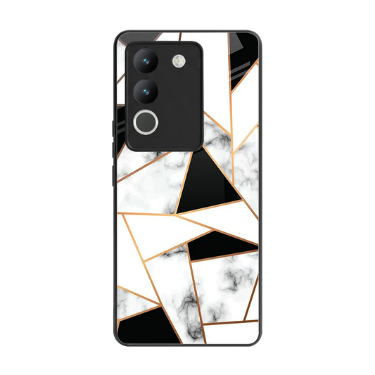 Monochrome Mosaic back phone cover | glass case for vivo y200 5g