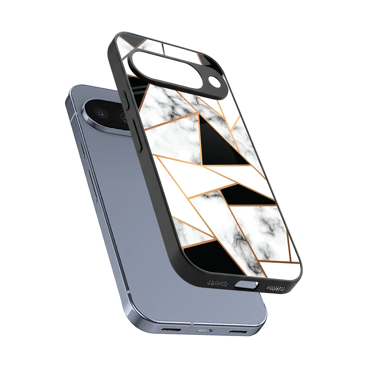 Monochrome Mosaic sleek google pixel 10 cover with tempered glass back and TPU edges