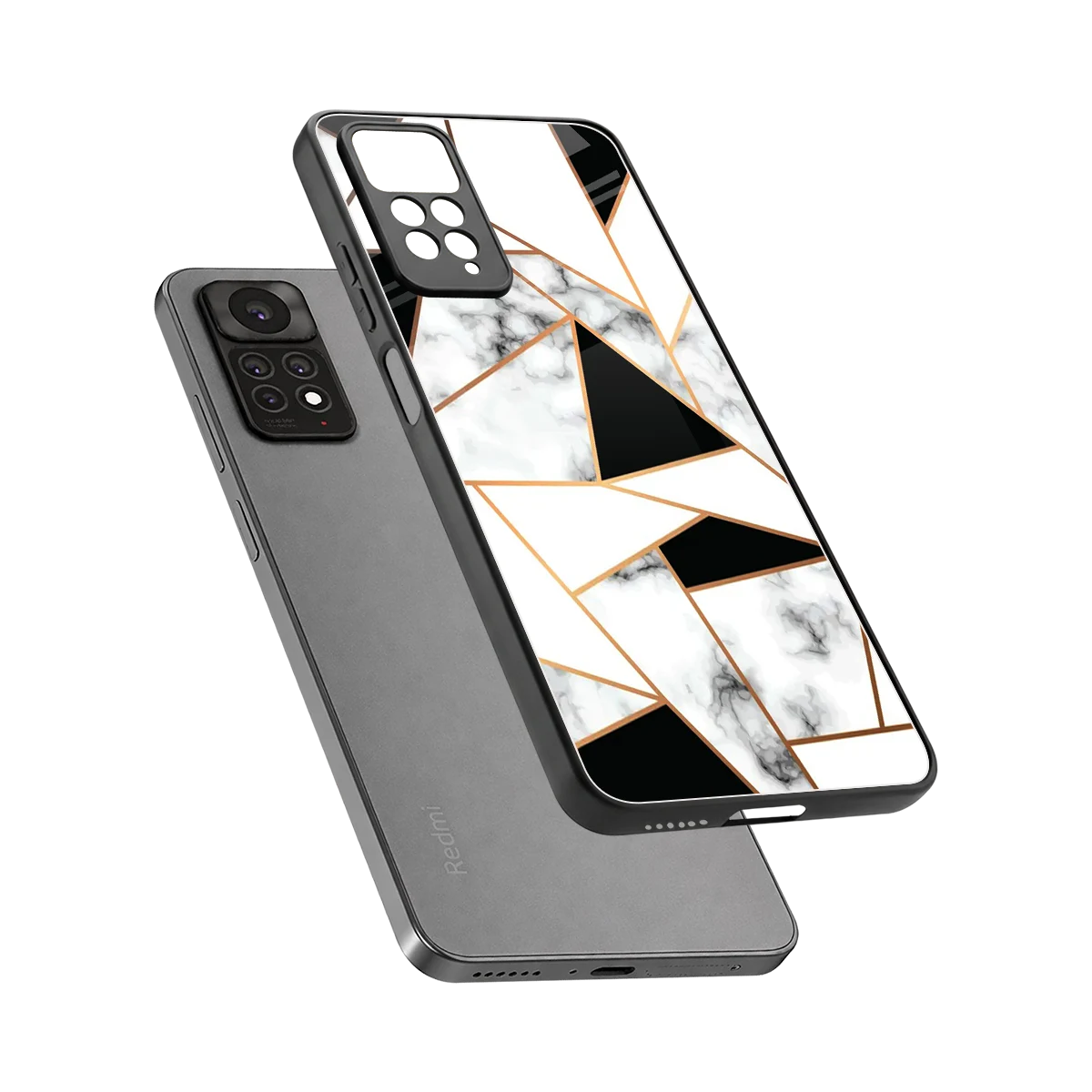 Monochrome Mosaic sleek redmi note 11 pro cover with tempered glass back and TPU edges