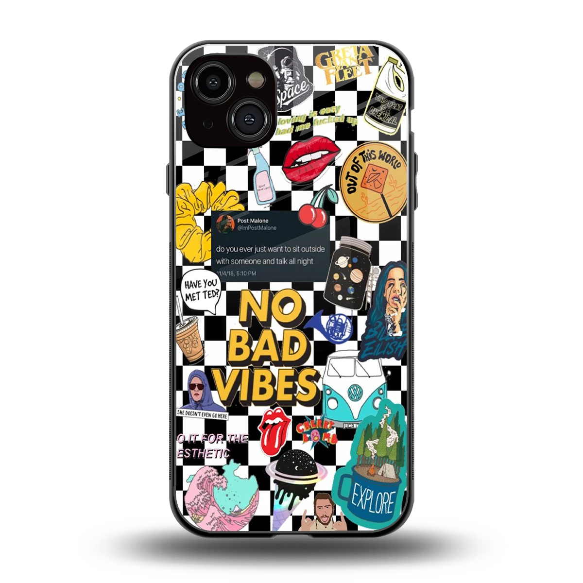 Mood Board back phone cover | glass case for iphone 15 plus