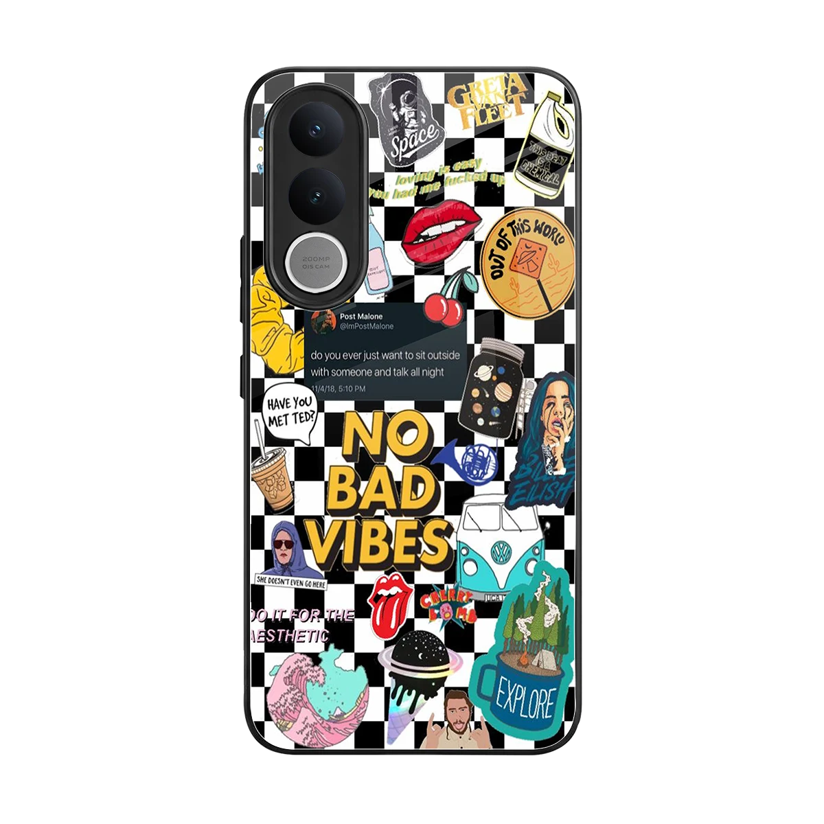 Mood Board back phone cover | glass case for vivo v70 fe
