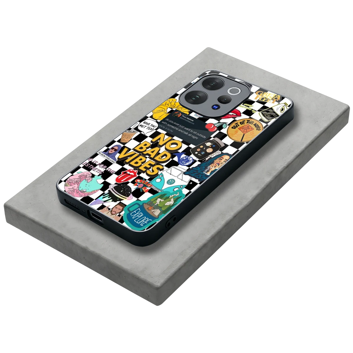 Mood Board stylish phone case for vivo v70 | glossy glass and slim fit