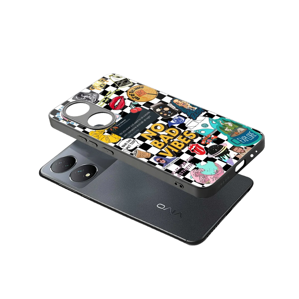 Mood Board sleek Vivo-y100 cover with tempered glass back and TPU edges
