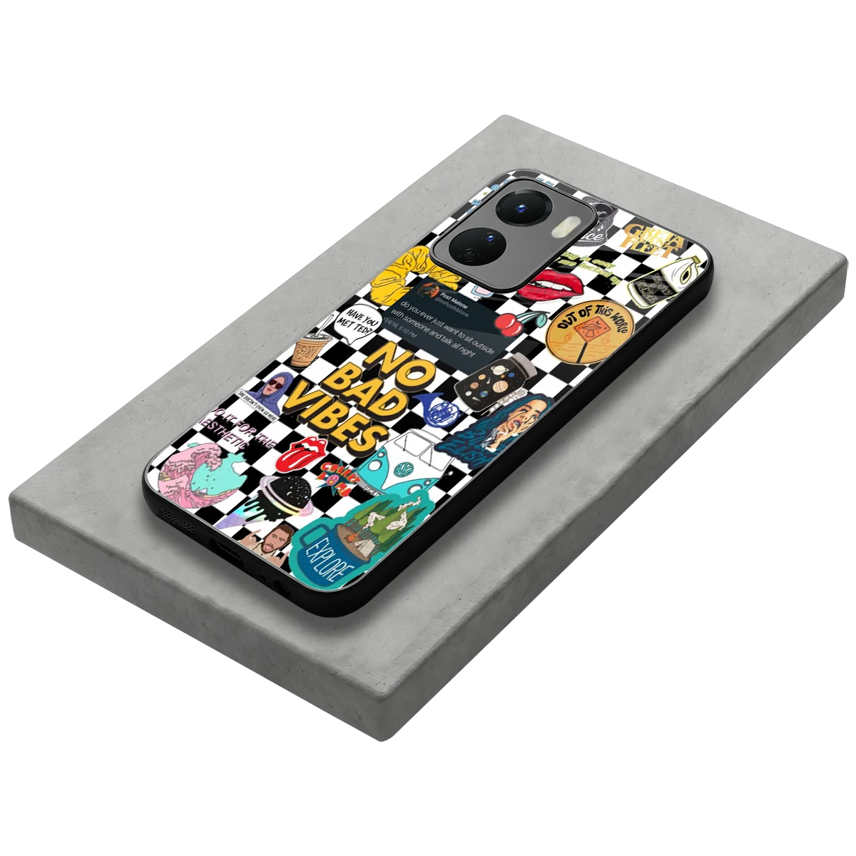 Mood Board stylish phone case for vivo y16 | glossy glass and slim fit