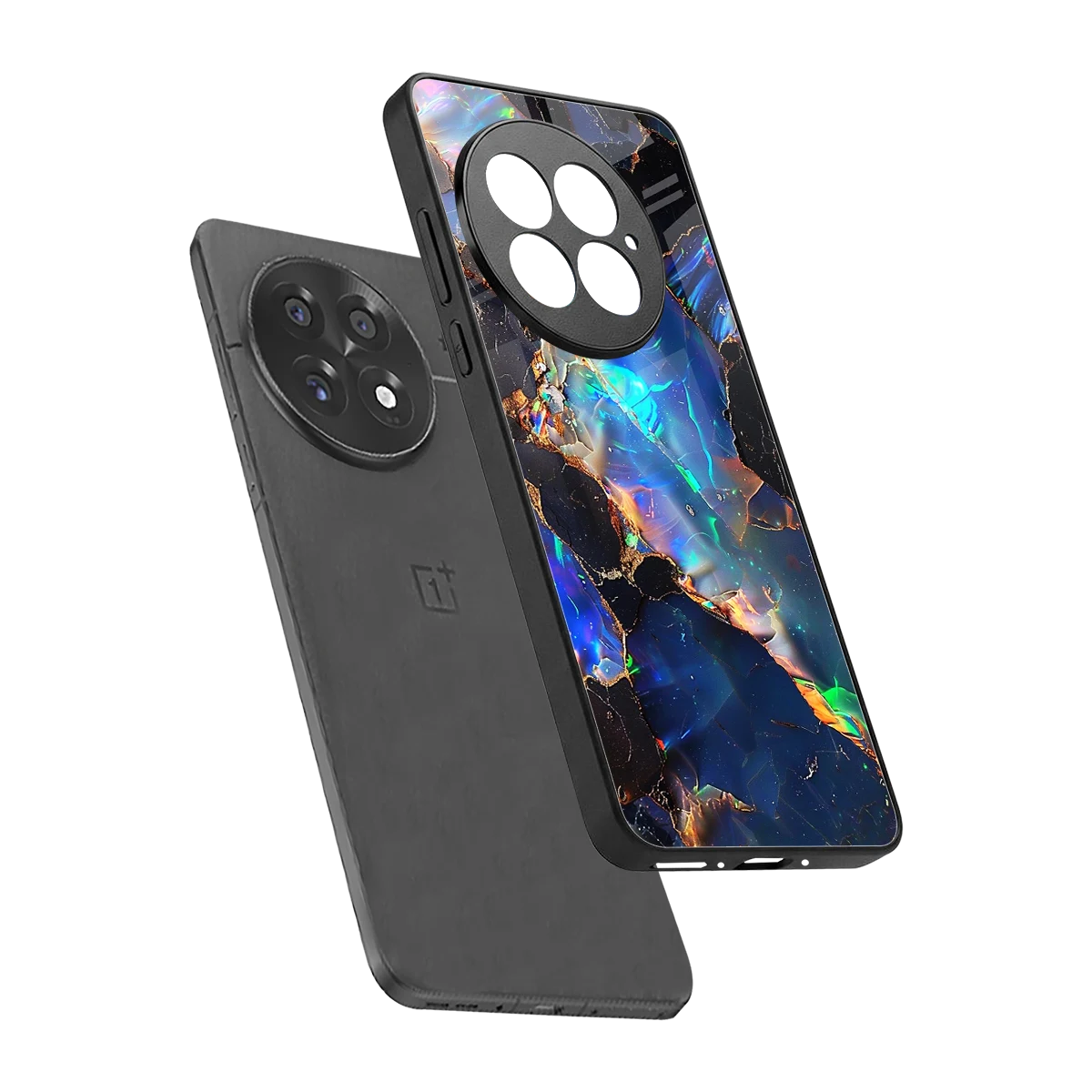 Mystic Marble sleek oneplus 13 cover with tempered glass back and TPU edges