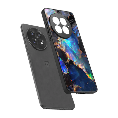 Mystic Marble sleek oneplus 13 cover with tempered glass back and TPU edges