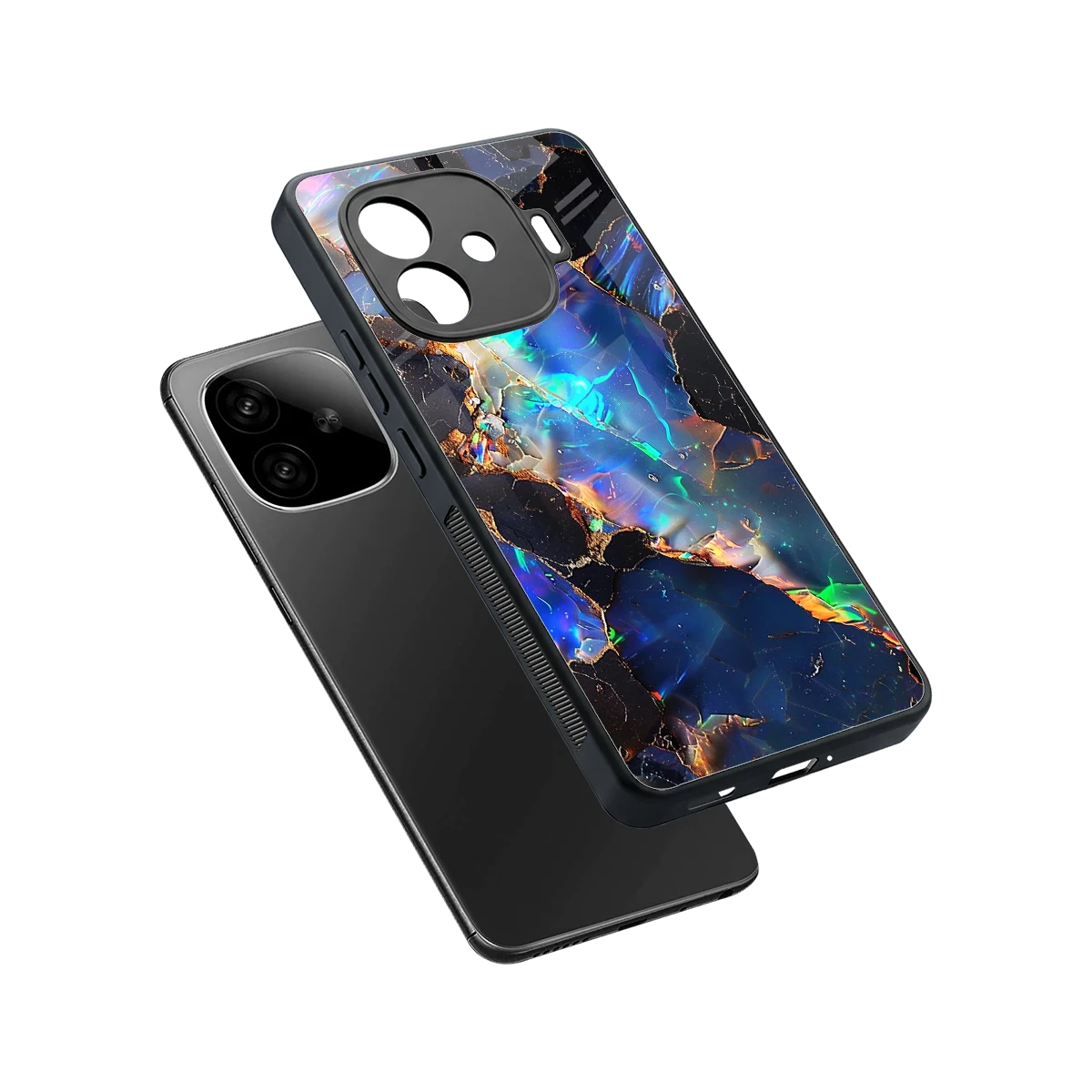 Mystic Marble sleek iqoo neo 10r 5g cover with tempered glass back and TPU edges