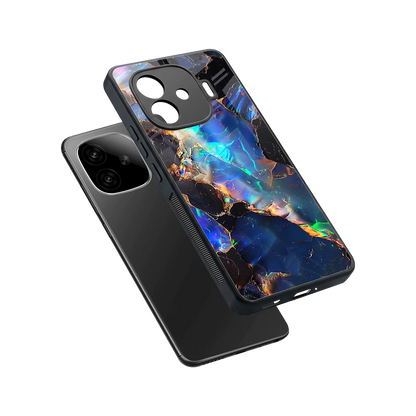 Mystic Marble sleek iqoo neo 10r 5g cover with tempered glass back and TPU edges