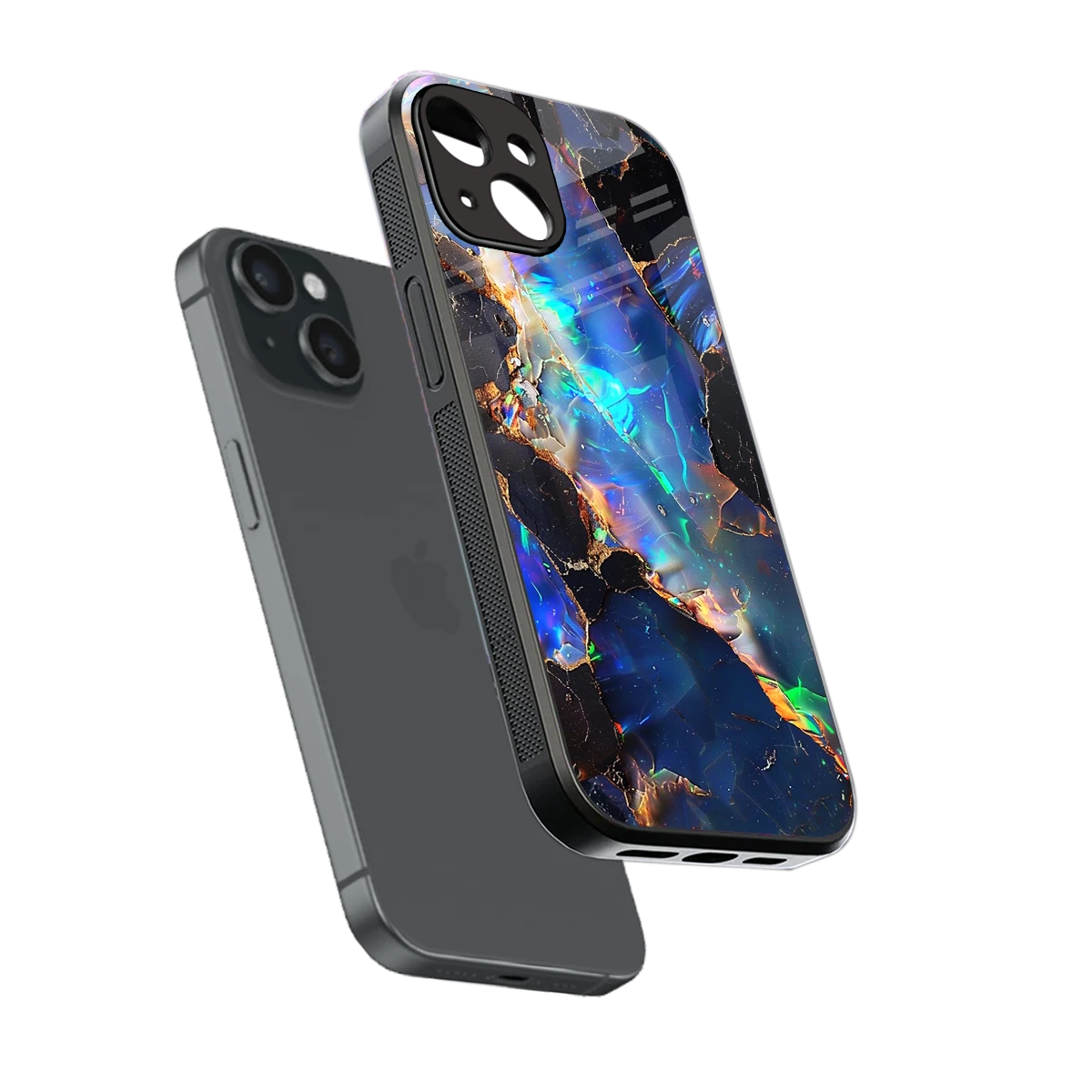 Mystic Marble sleek iphone 13 cover with tempered glass back and TPU edges