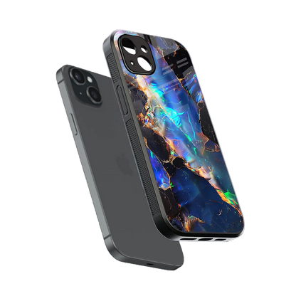 Mystic Marble sleek iphone 15 plus cover with tempered glass back and TPU edges
