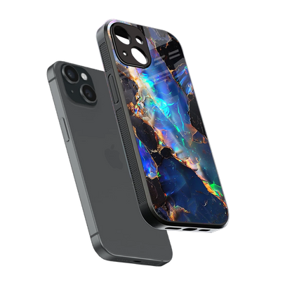 Mystic Marble sleek iphone 15 cover with tempered glass back and TPU edges