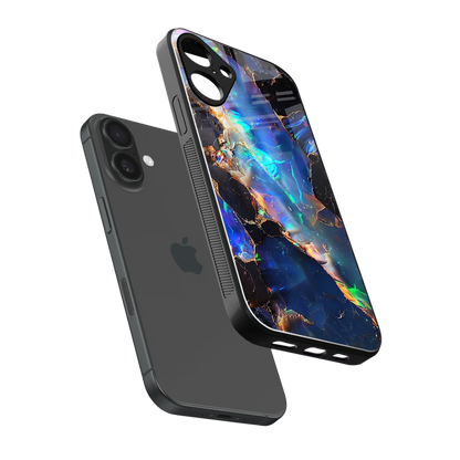 Mystic Marble sleek iphone 16 plus cover with tempered glass back and TPU edges
