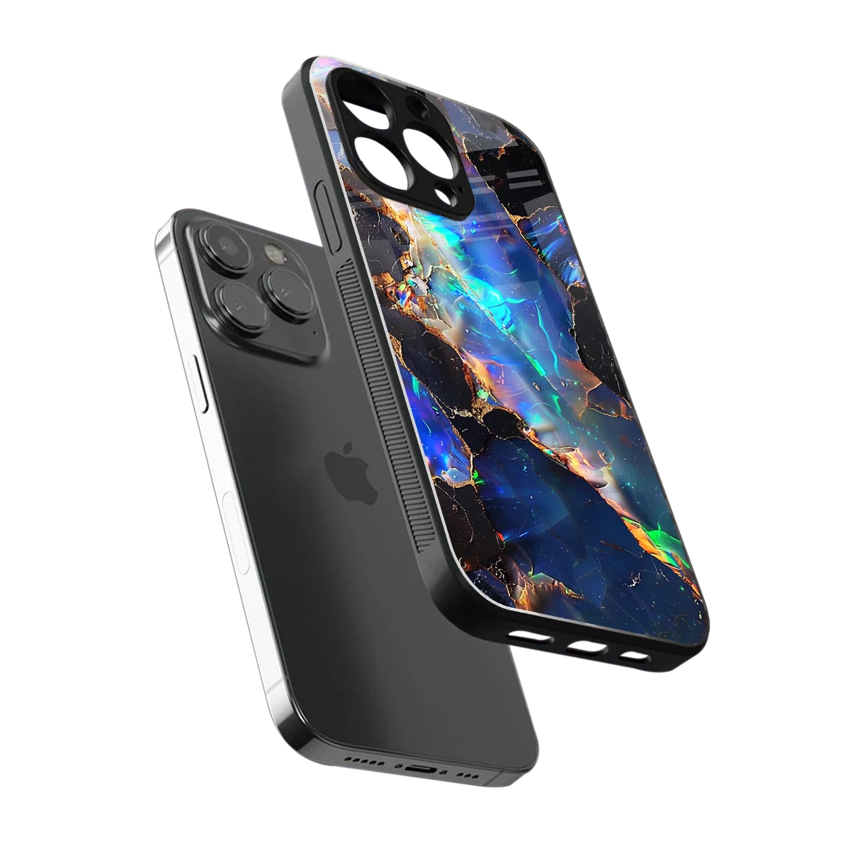 Mystic Marble sleek iphone 16 pro max cover with tempered glass back and TPU edges