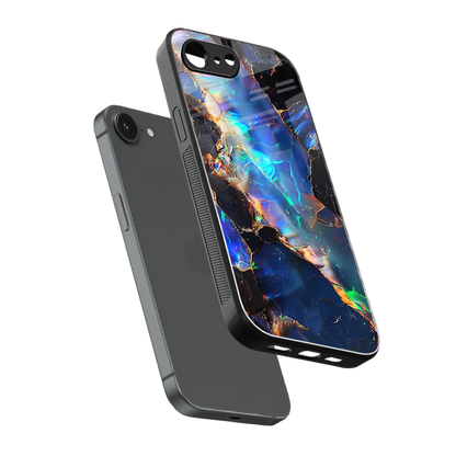 Mystic Marble sleek iphone 16e cover with tempered glass back and TPU edges