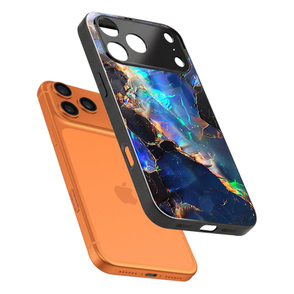 Mystic Marble sleek iphone 17 pro cover with tempered glass back and TPU edges