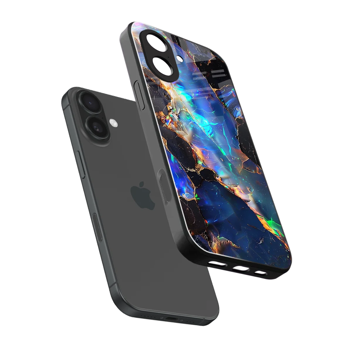 Mystic Marble sleek iphone 17 cover with tempered glass back and TPU edges