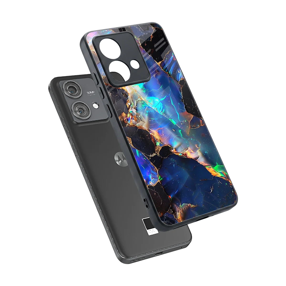 Mystic Marble sleek motorola edge 40 neo 5g cover with tempered glass back and TPU edges