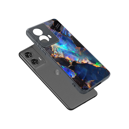 Mystic Marble sleek motorola edge 50 fusion cover with tempered glass back and TPU edges