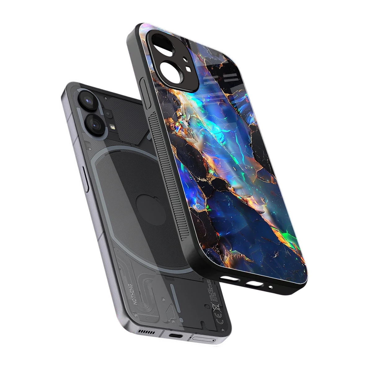 Mystic Marble sleek nothing phone 1 cover with tempered glass back and TPU edges