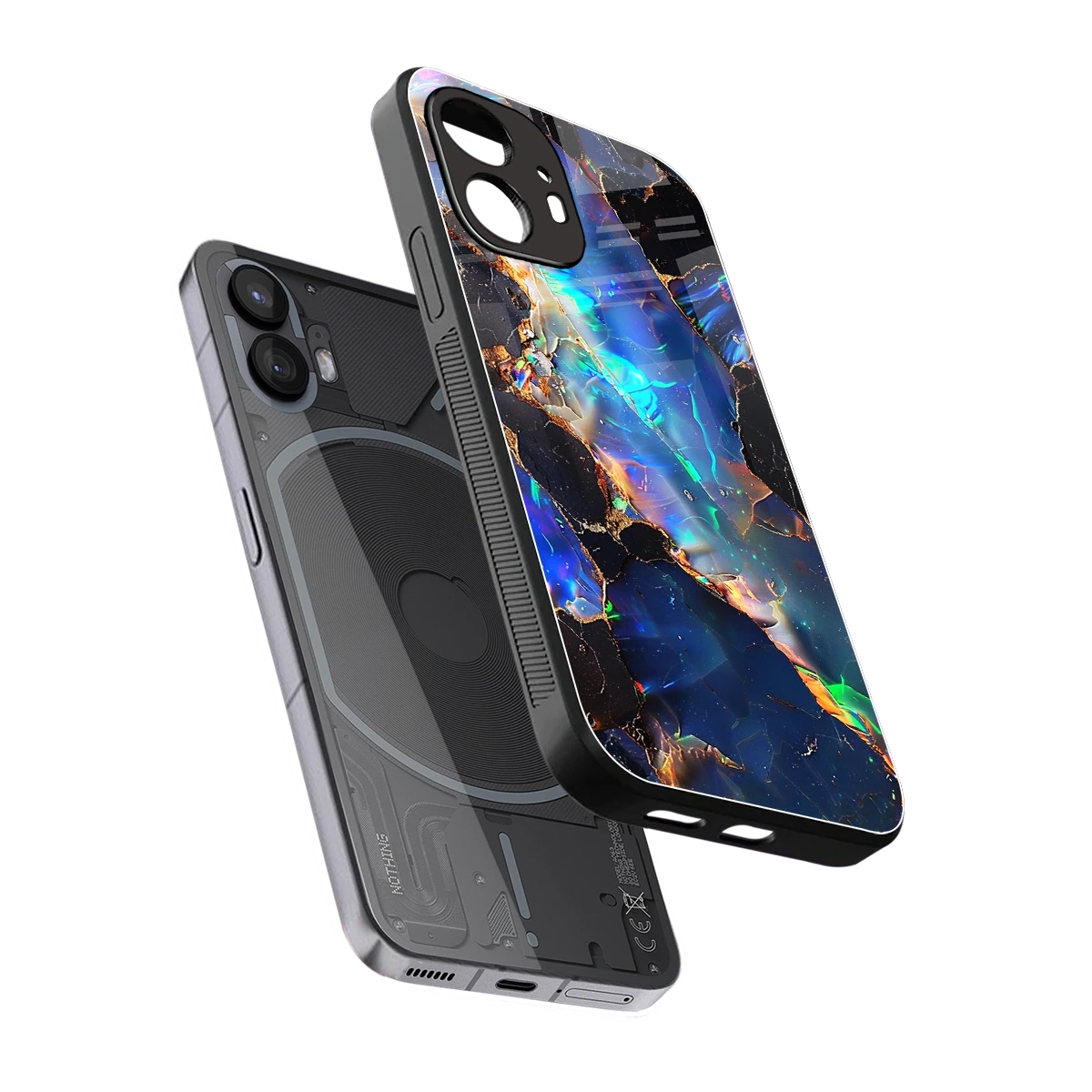 Mystic Marble sleek nothing phone 2 cover with tempered glass back and TPU edges