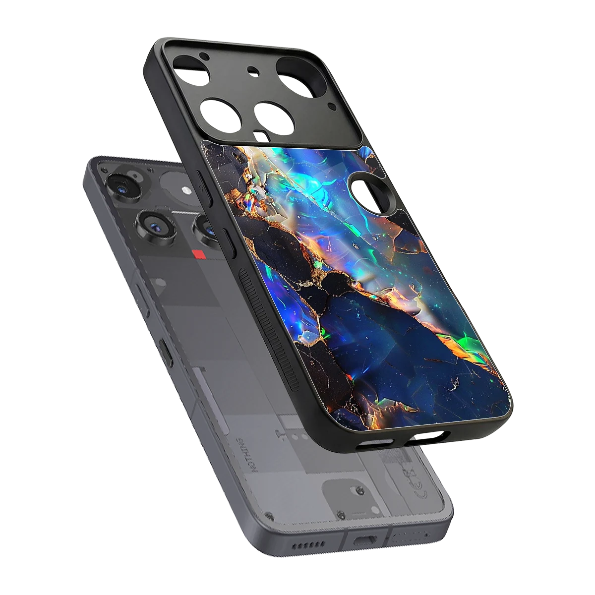Mystic Marble sleek nothing phone 3 cover with tempered glass back and TPU edges