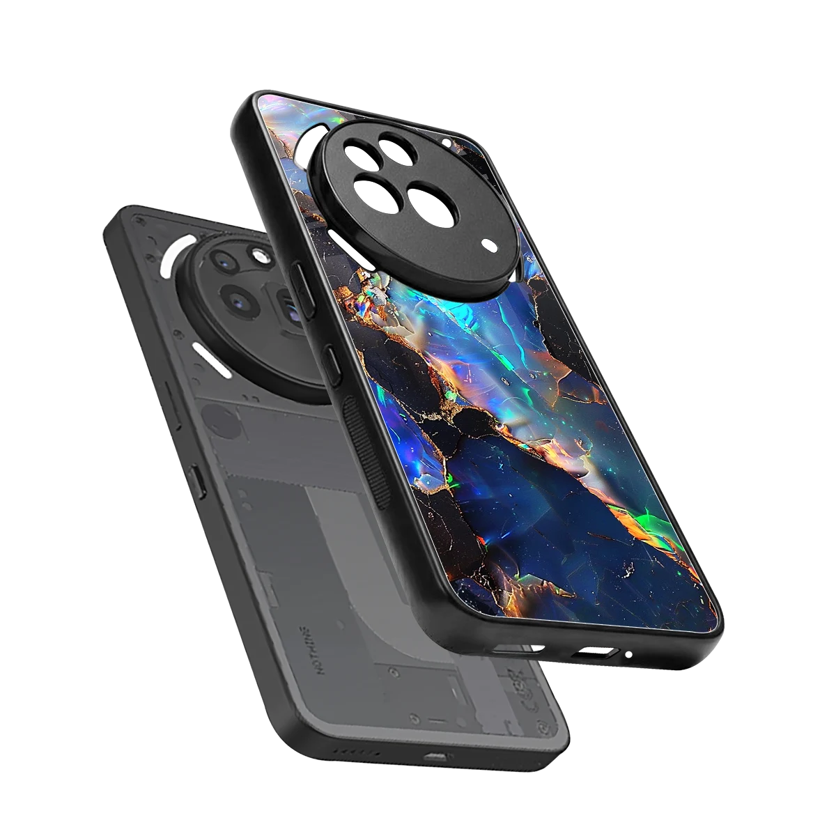 Mystic Marble sleek nothing phone 3a pro cover with tempered glass back and TPU edges