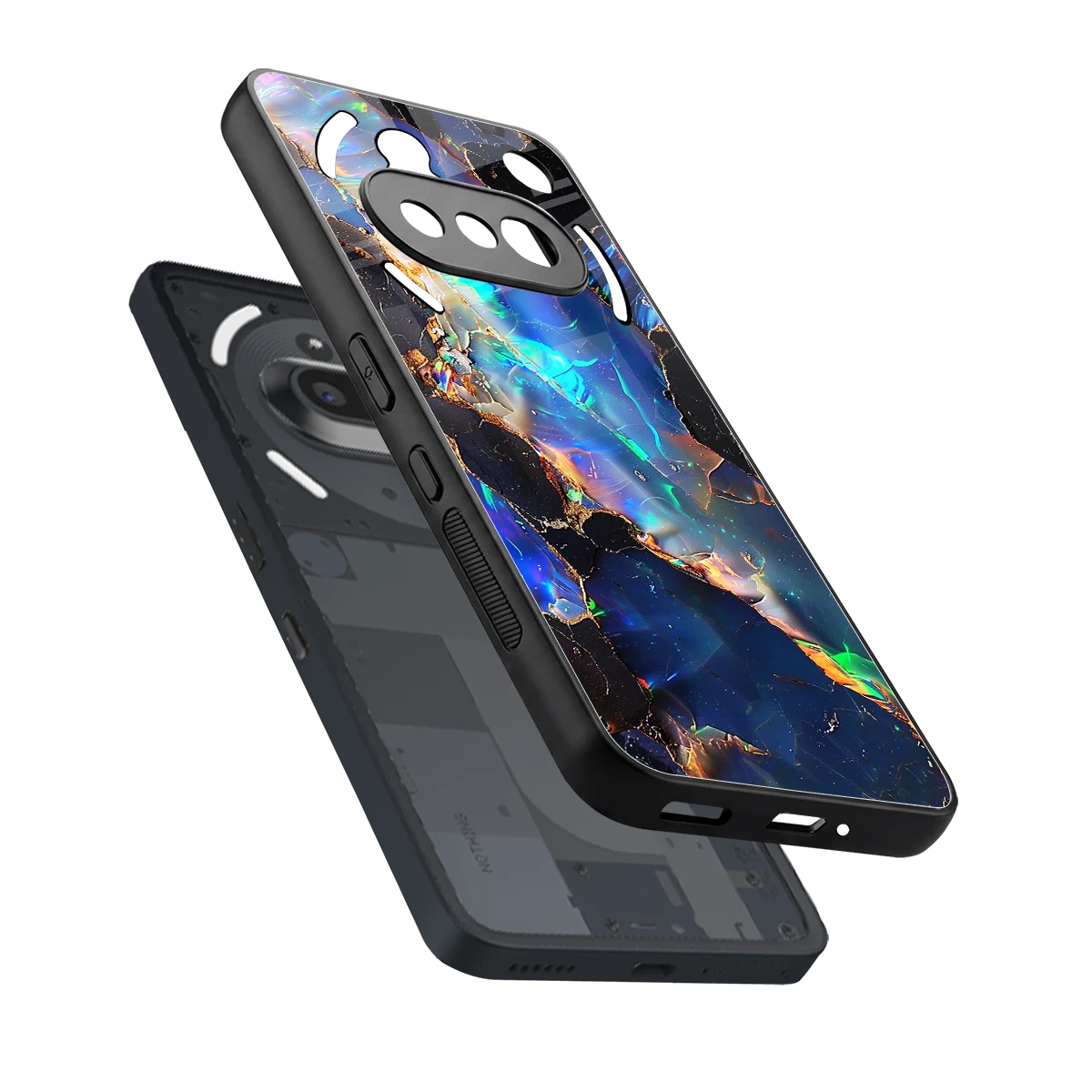 Mystic Marble sleek nothing phone 3a cover with tempered glass back and TPU edges