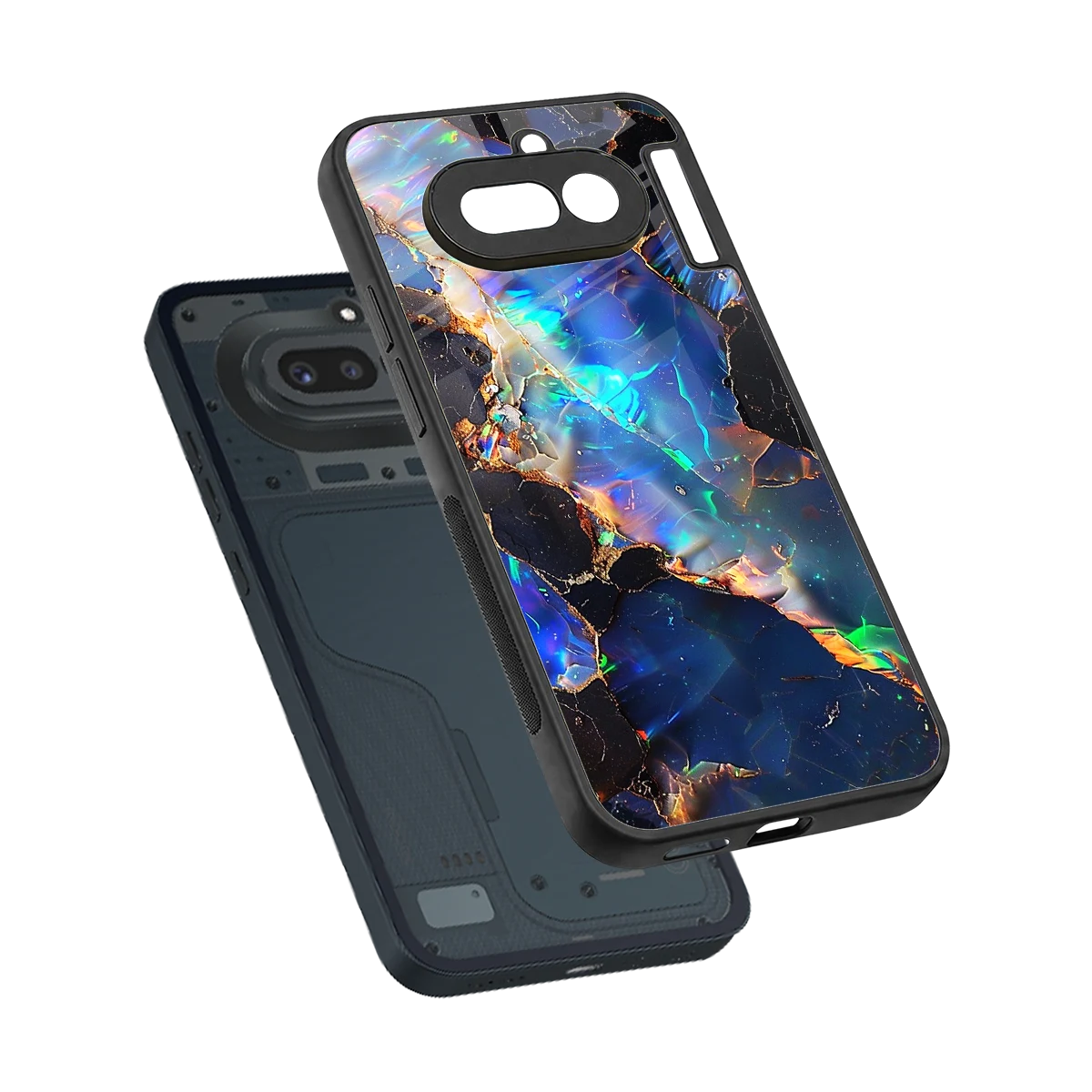 Mystic Marble sleek nothing phone 4a cover with tempered glass back and TPU edges