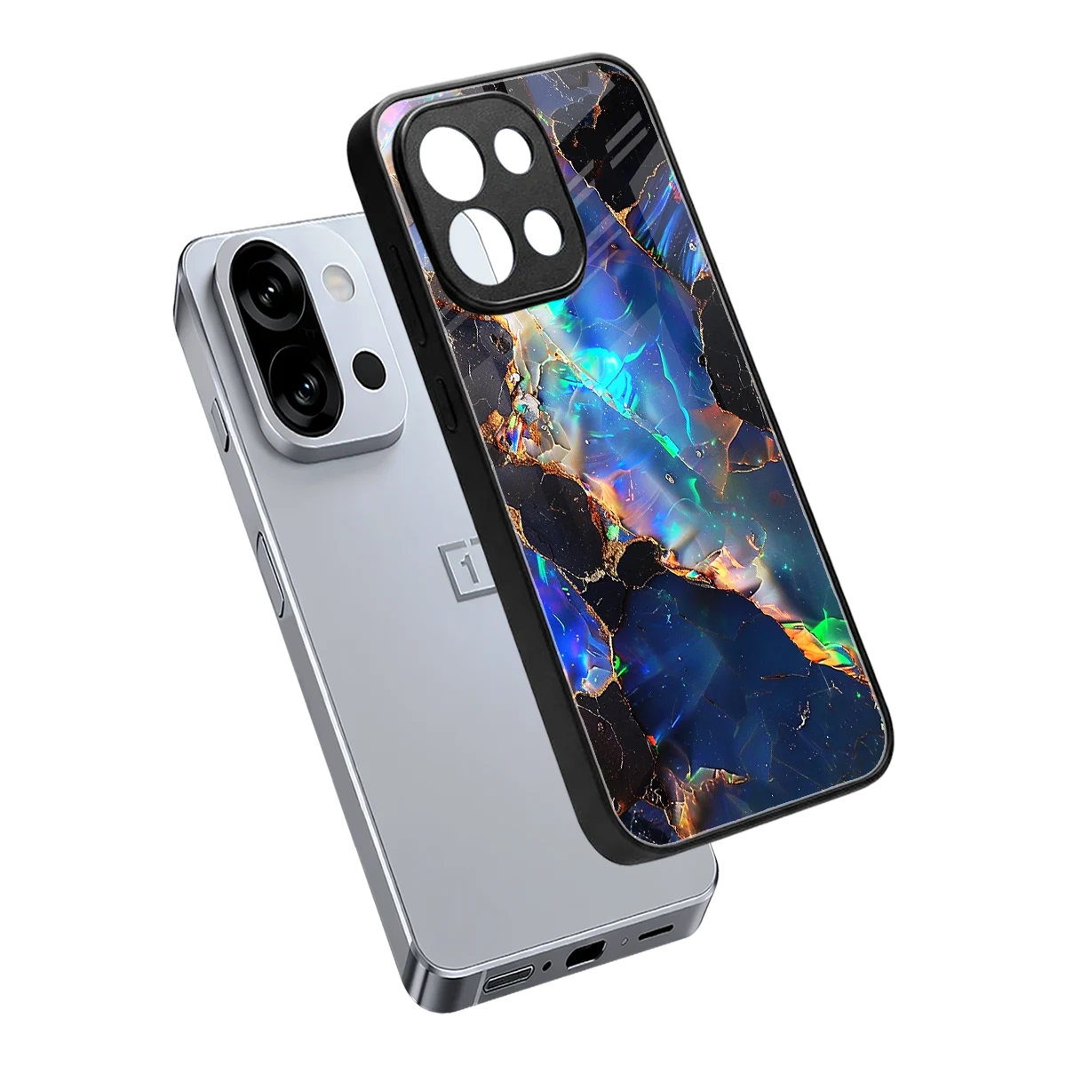 Mystic Marble sleek oneplus 13s cover with tempered glass back and TPU edges