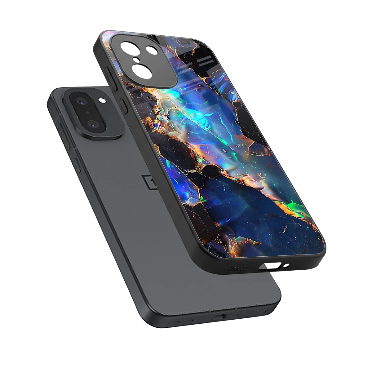 Mystic Marble sleek oneplus 15r cover with tempered glass back and TPU edges