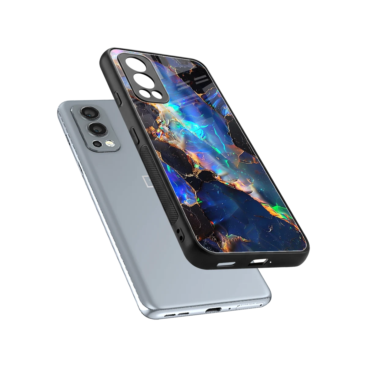 Mystic Marble sleek oneplus nord 2 cover with tempered glass back and TPU edges