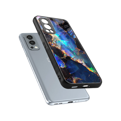 Mystic Marble sleek oneplus nord 2 cover with tempered glass back and TPU edges