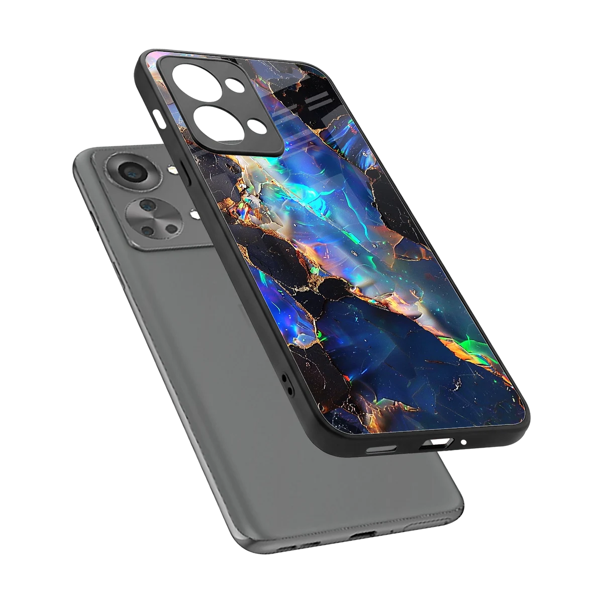 Mystic Marble sleek oneplus nord 2t cover with tempered glass back and TPU edges