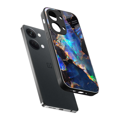 Mystic Marble sleek oneplus nord 3 cover with tempered glass back and TPU edges