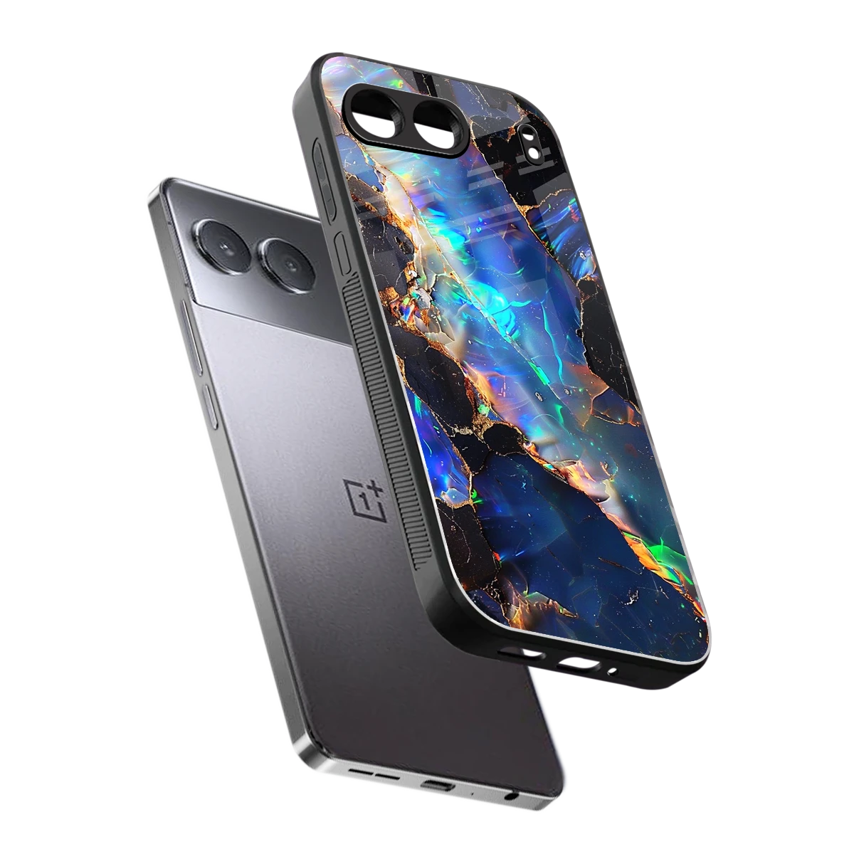 Mystic Marble sleek oneplus nord 4 cover with tempered glass back and TPU edges