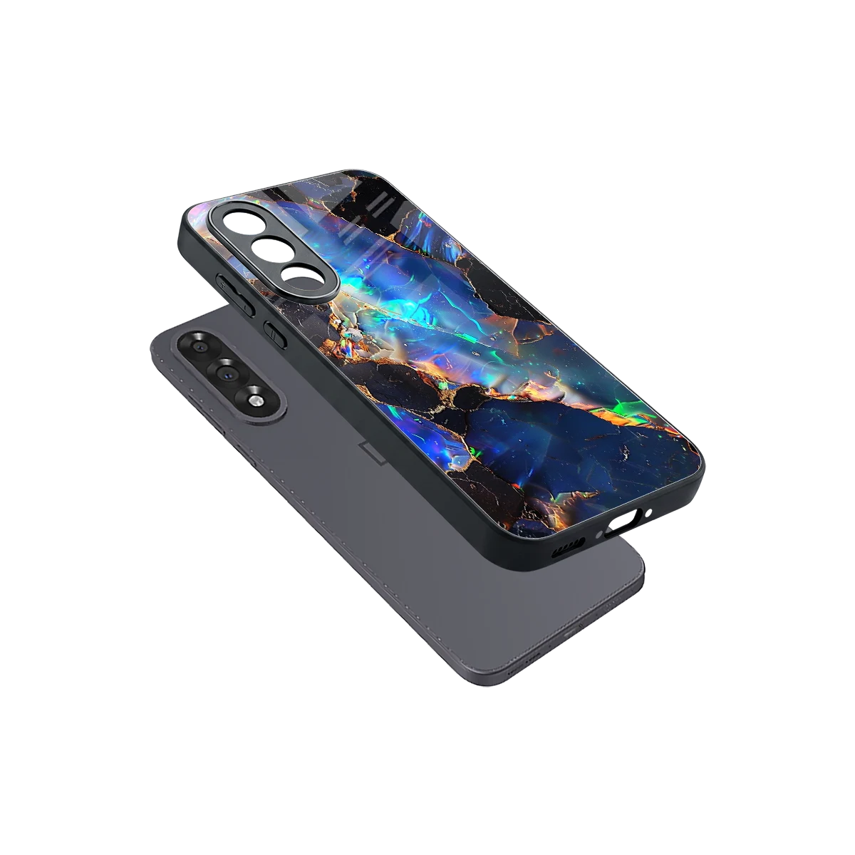 Mystic Marble sleek oneplus nord 5 cover with tempered glass back and TPU edges